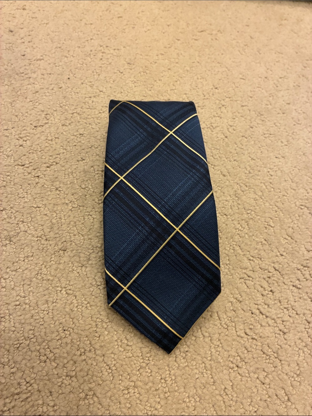 Michael Kors Navy Tie with Gold Windowpane Plaid 👵MT
